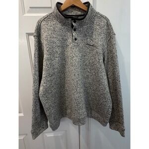 Eddie Bauer Mens XXL Marled Grey Sweater Fleece 1/4 Snap Mock Neck‎ Pullover